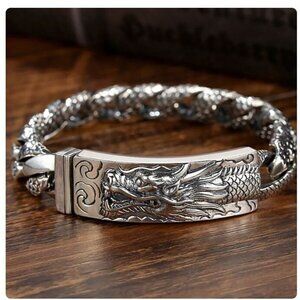 Retro style Dragon bracelet Handmade Creative Lucky Buddhist Scripture 22cm